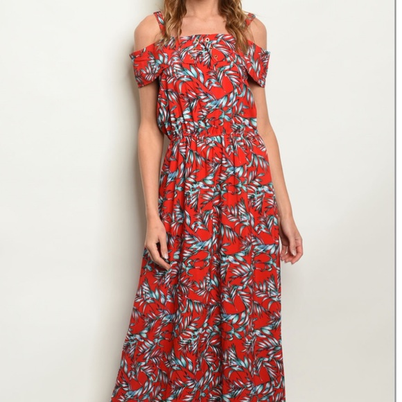 ❣️RED LEAF PRINT MAXI❣️- Dress - Picture 2 of 3